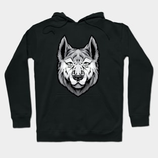 White Wolf Head Hoodie